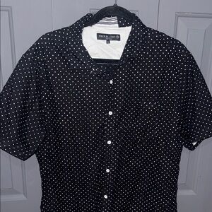 Free Planet Men's Black and White Polka Dot Shirt